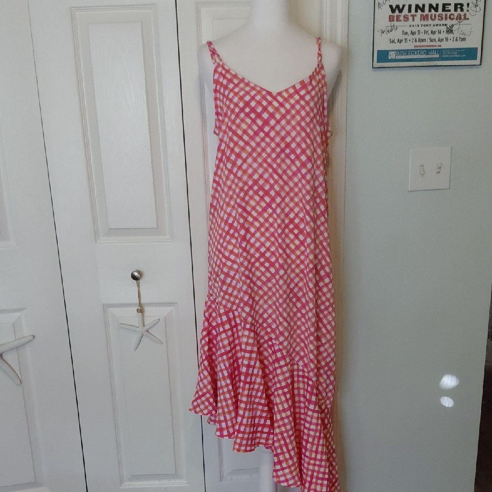 NWT Tommy Bahama Pink and Orange Checkered Dress